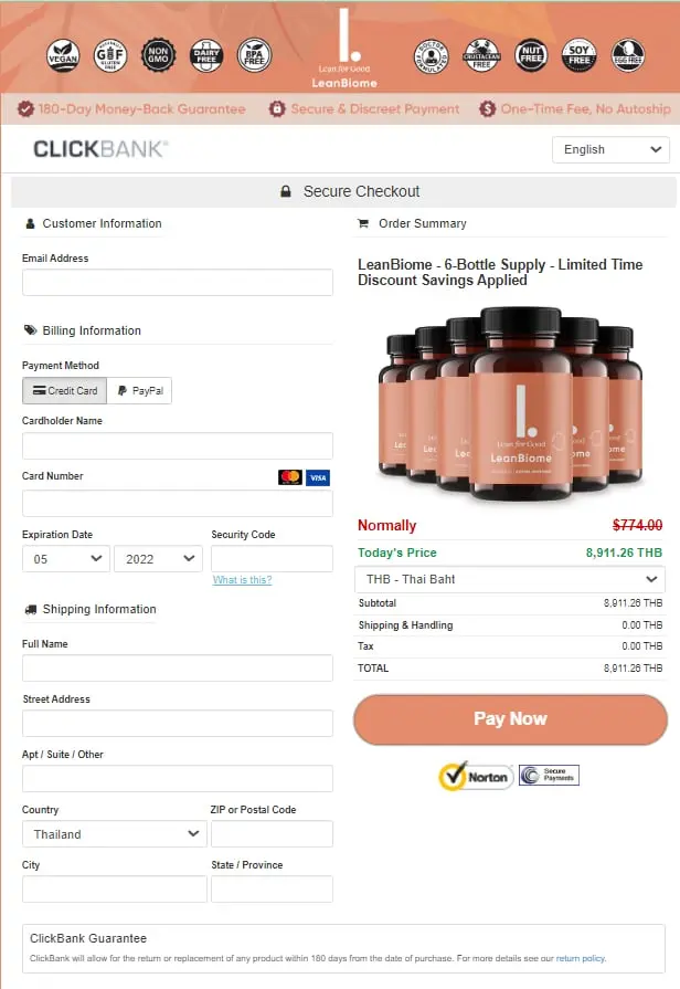 Leanbiome order page